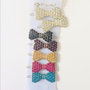 7 colored Cubic zirconia barrette clips hair clips